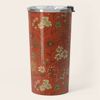 Burnt Orange & Olive Green Floral Travel Mug Gallery Image 2