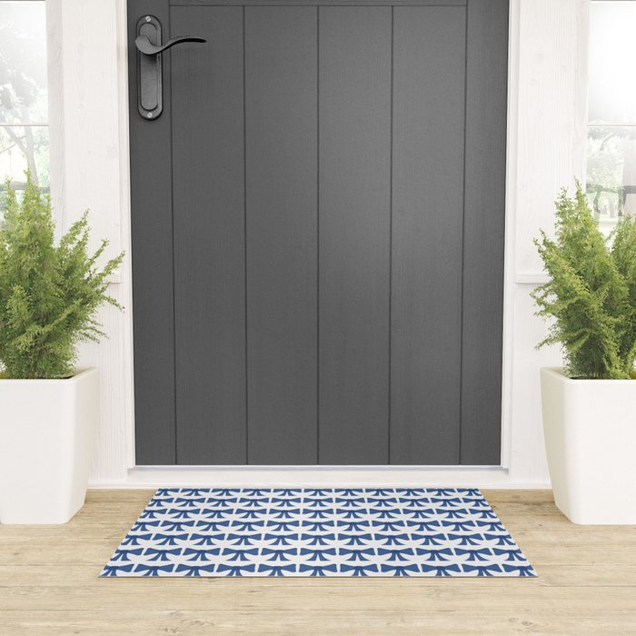 Vintage Bows V Blue Welcome Mat Gallery Image 3