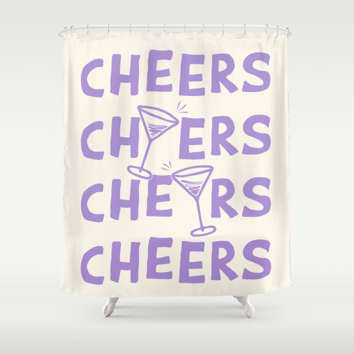 Cheers. Cocktails and Drinks in Lavender Purple And White Shower Curtain Gallery Image 1