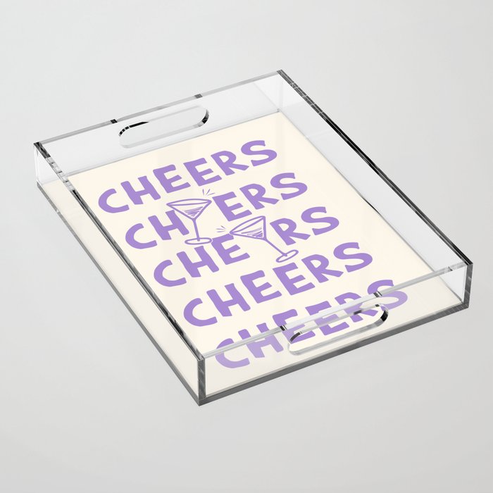 Cheers. Cocktails and Drinks in Lavender Purple And White Acrylic Tray Gallery Image 1