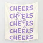 Cheers. Cocktails and Drinks in Lavender Purple And White Wall Tapestry Gallery Image 4