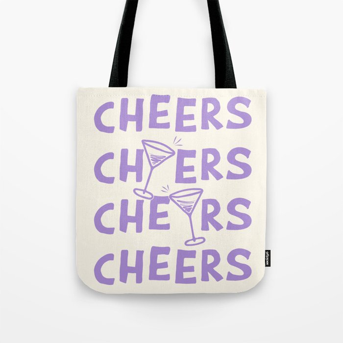 Cheers. Cocktails and Drinks in Lavender Purple And White Tote Bag Gallery Image 1