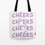 Cheers. Cocktails and Drinks in Lavender Purple And White Tote Bag Gallery Image 1