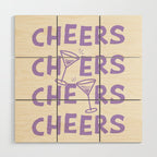 Cheers. Cocktails and Drinks in Lavender Purple And White Wood Wall Art Gallery Image 1