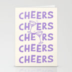Cheers. Cocktails and Drinks in Lavender Purple And White Stationery Card Gallery Image 2