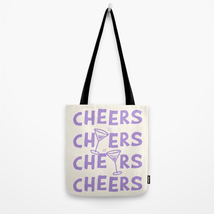 Cheers. Cocktails and Drinks in Lavender Purple And White Tote Bag Gallery Image 2