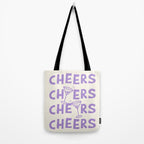 Cheers. Cocktails and Drinks in Lavender Purple And White Tote Bag Gallery Image 2