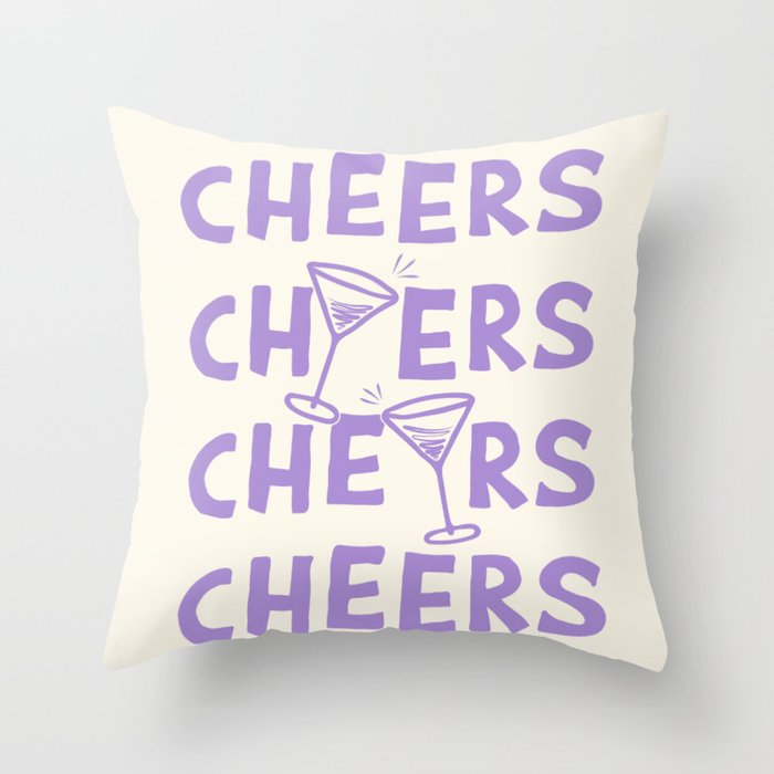 Cheers. Cocktails and Drinks in Lavender Purple And White Throw Pillow Gallery Image 6