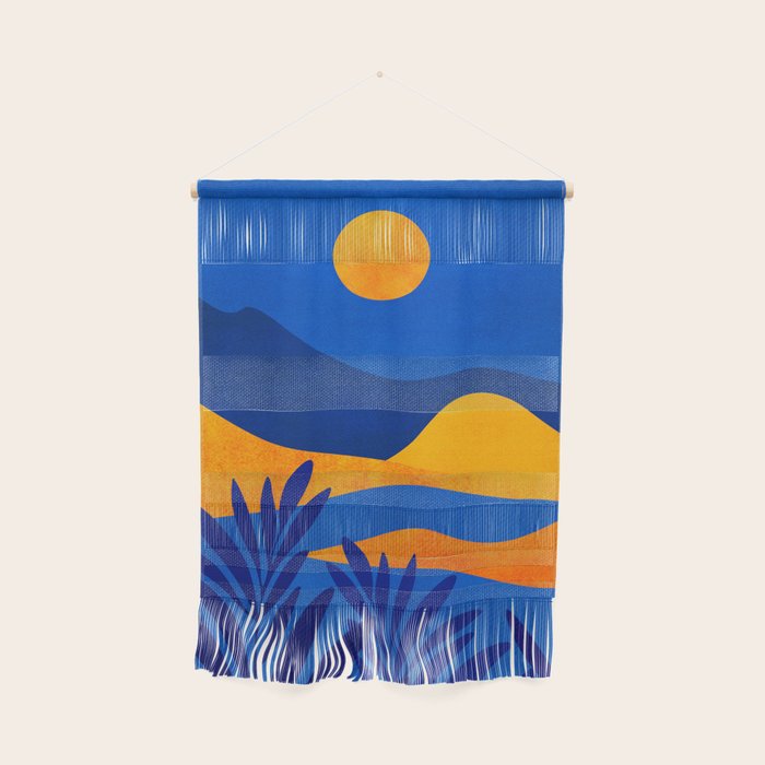 Moonrise Mountains / Blue and Orange Wall Hanging Gallery Image 1