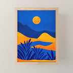 Moonrise Mountains / Blue and Orange Mini Art Print Gallery Image 1