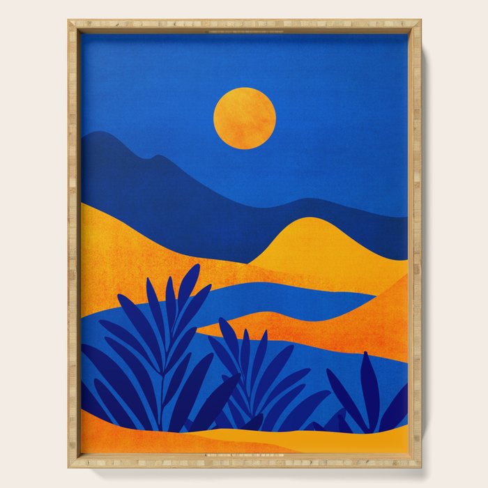 Moonrise Mountains / Blue and Orange Serving Tray Gallery Image 1