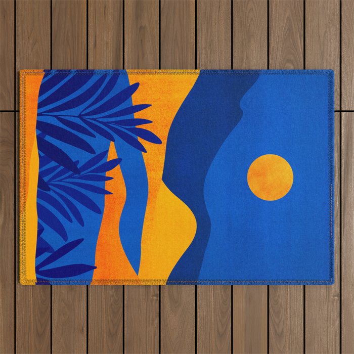 Moonrise Mountains / Blue and Orange Outdoor Rug Gallery Image 1