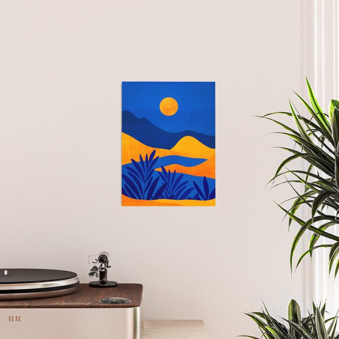 Moonrise Mountains / Blue and Orange Poster Gallery Image 2