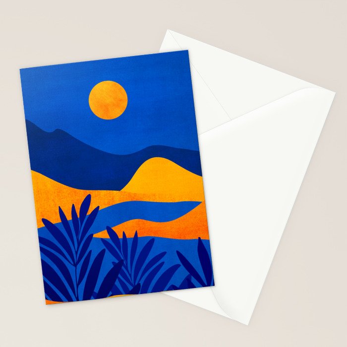 Moonrise Mountains / Blue and Orange Stationery Card Gallery Image 2