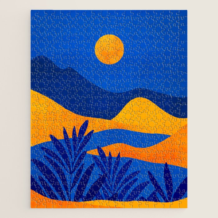 Moonrise Mountains / Blue and Orange Jigsaw Puzzle Gallery Image 1