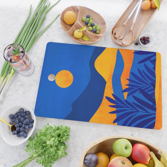 Moonrise Mountains / Blue and Orange Cutting Board Gallery Image 2
