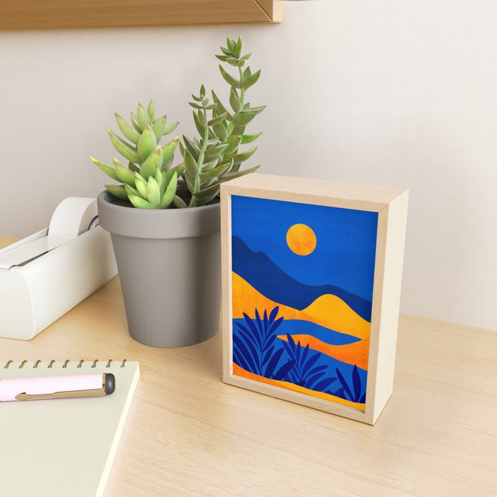 Moonrise Mountains / Blue and Orange Mini Art Print Gallery Image 2