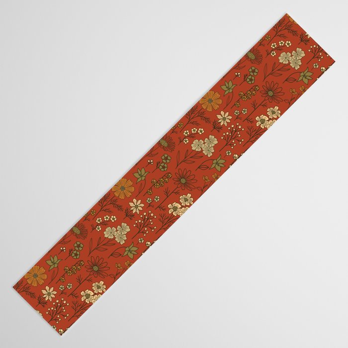 Burnt Orange & Olive Green Floral Table Runner Gallery Image 3