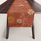 Burnt Orange & Olive Green Floral Table Runner Gallery Image 1
