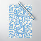 Blue Abstract Florals and Leaves Wrapping Paper Gallery Image 1