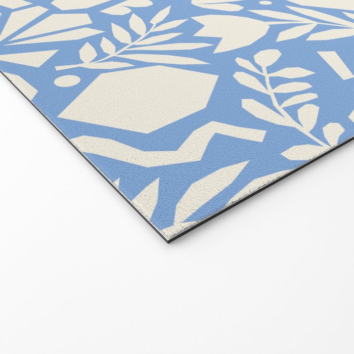 Blue Abstract Florals and Leaves Welcome Mat Gallery Image 2