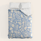 Blue Abstract Florals and Leaves Duvet Cover Gallery Image 6