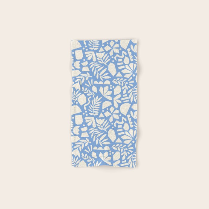 Blue Abstract Florals and Leaves Bath Towel Gallery Image 1