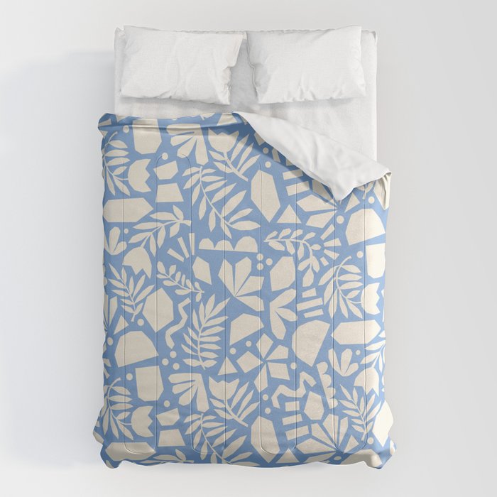 Blue Abstract Florals and Leaves Comforter Gallery Image 1