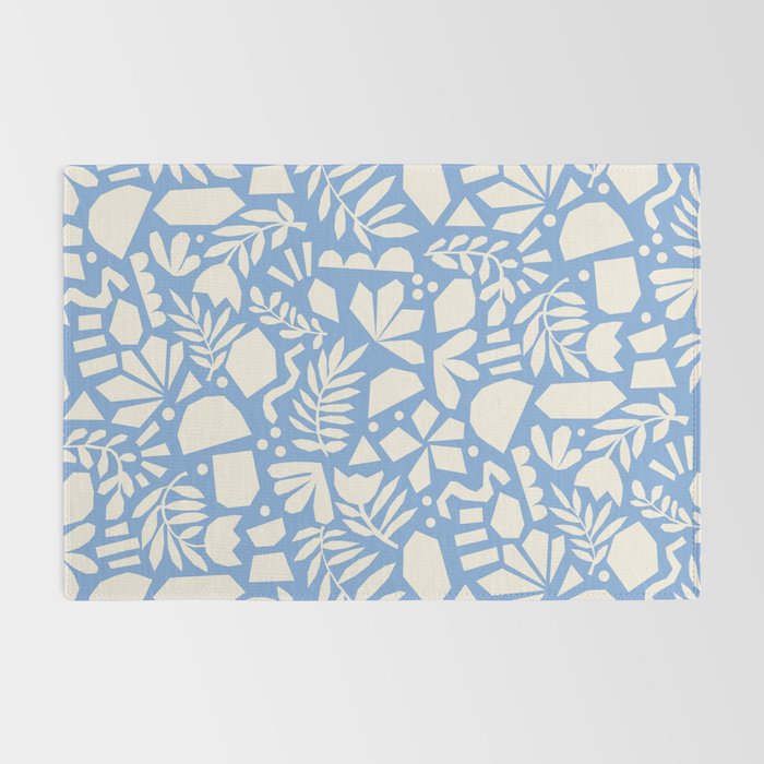 Blue Abstract Florals and Leaves Rug Gallery Image 2