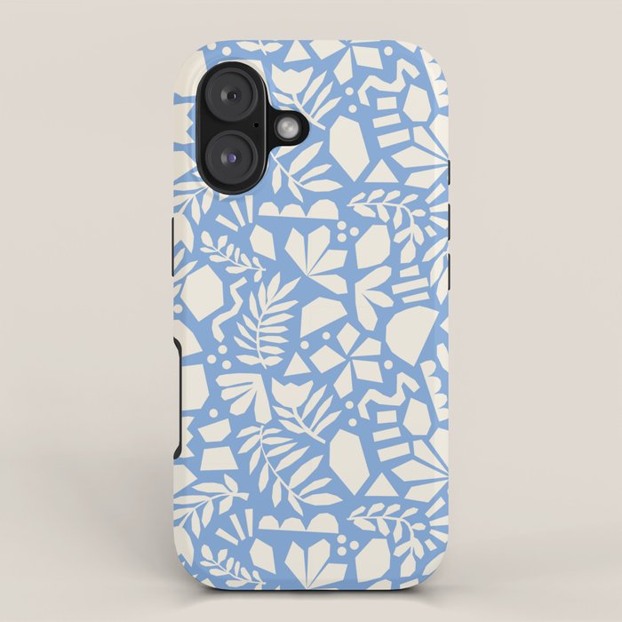 Blue Abstract Florals and Leaves iPhone Case Gallery Image 1