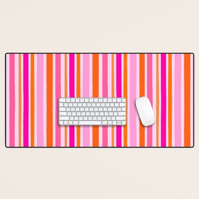 Pink and Orange Stripes Freehand Desk Mat Gallery Image 1