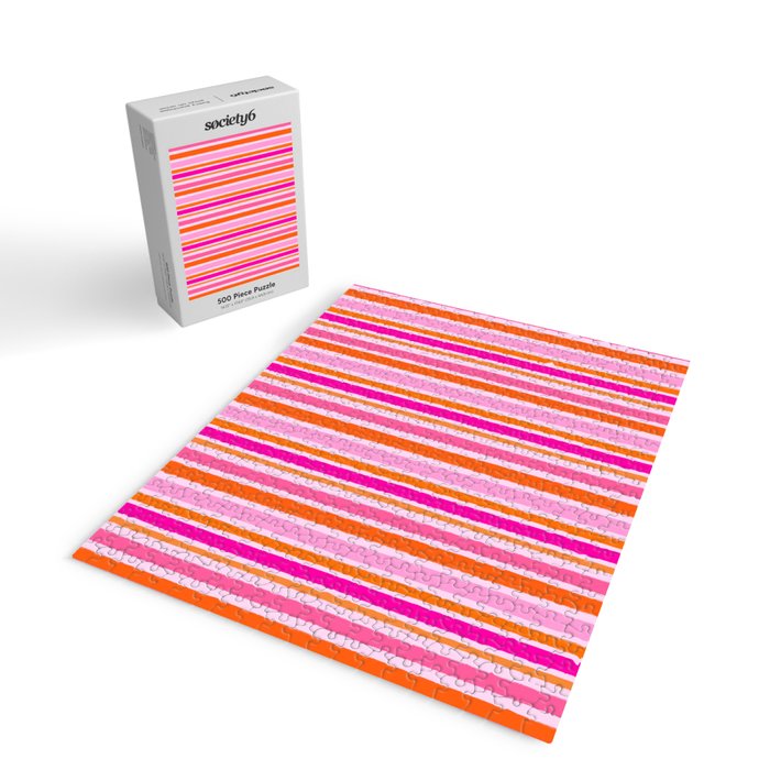 Pink and Orange Stripes Freehand Jigsaw Puzzle Gallery Image 2