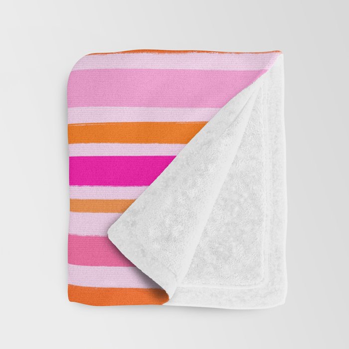 Pink and Orange Stripes Freehand Throw Blanket Gallery Image 3