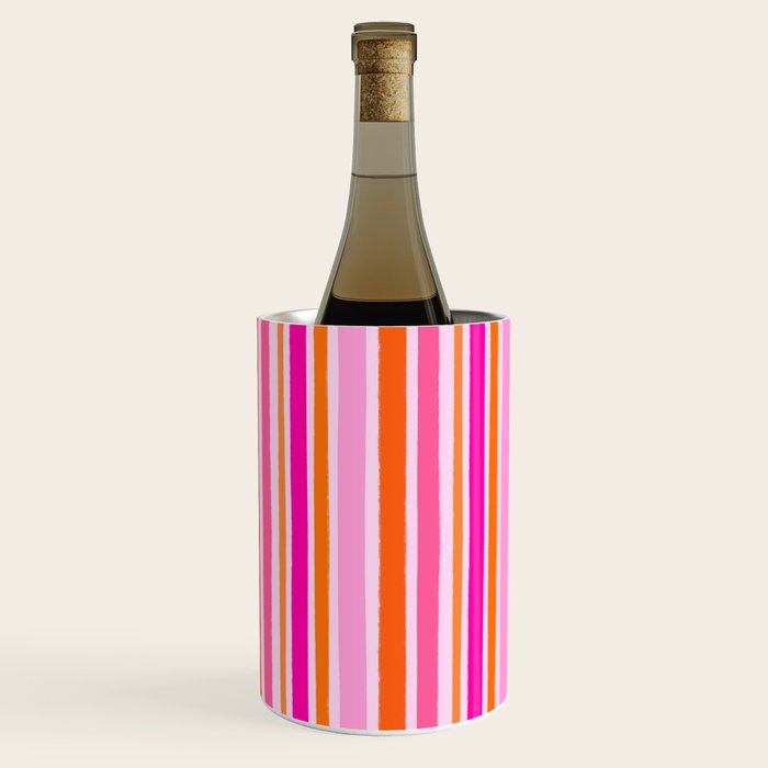 Pink and Orange Stripes Freehand Wine Chiller Gallery Image 2