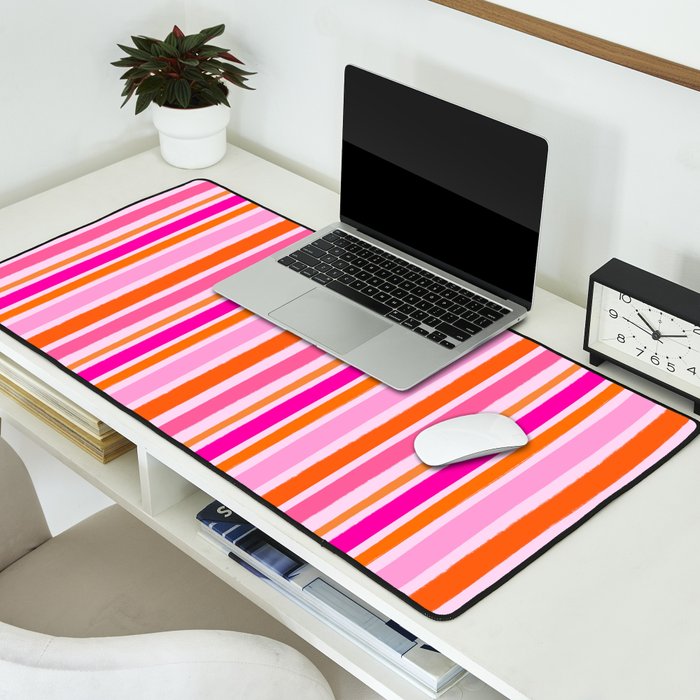 Pink and Orange Stripes Freehand Desk Mat Gallery Image 2