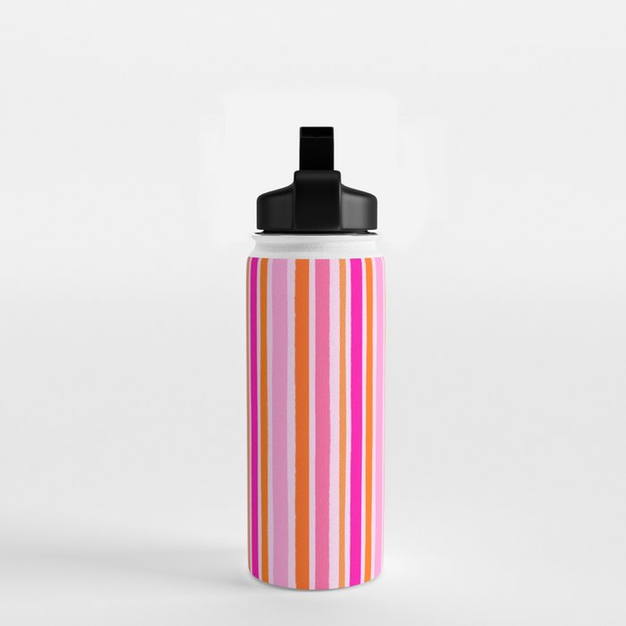 Pink and Orange Stripes Freehand Water Bottle Gallery Image 2