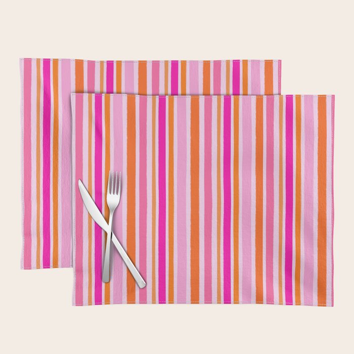 Pink and Orange Stripes Freehand Placemat Gallery Image 1