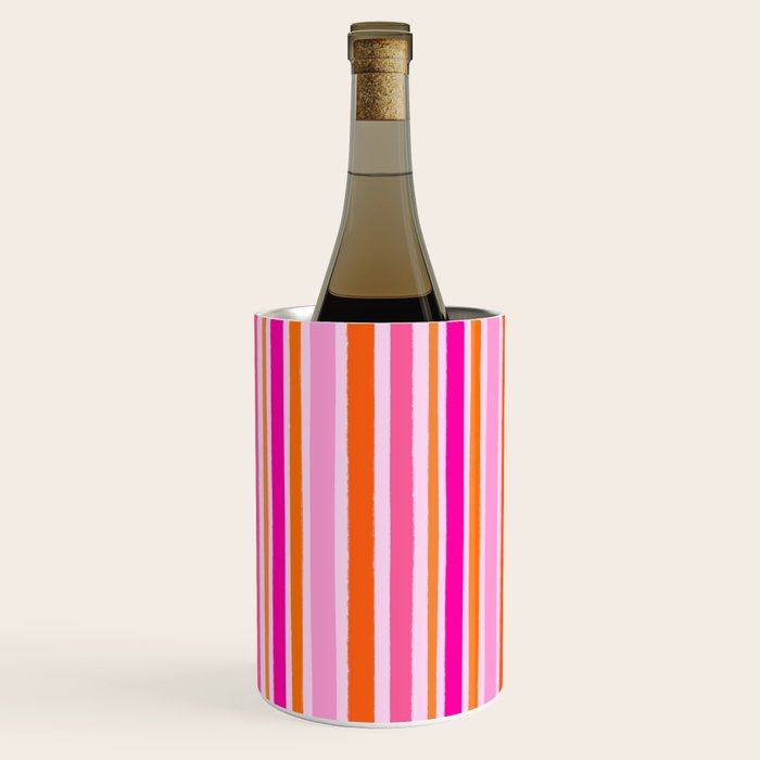 Pink and Orange Stripes Freehand Wine Chiller Gallery Image 1