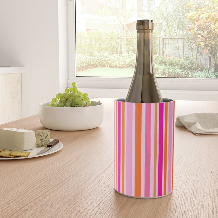 Pink and Orange Stripes Freehand Wine Chiller Gallery Image 4