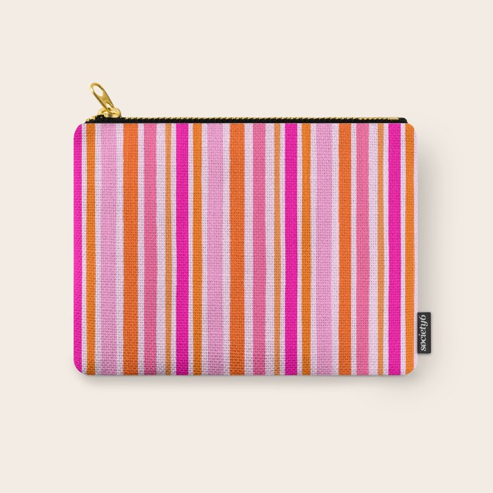 Pink and Orange Stripes Freehand Carry All Pouch Gallery Image 1