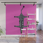 Modern abstract minimalistic zebras illustration in fuchsia pink background  Wall Mural Gallery Image 1