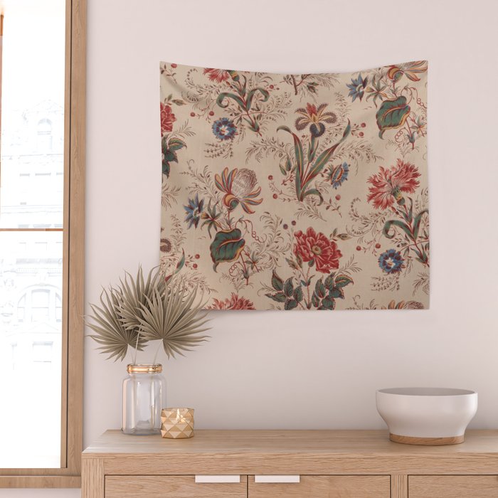 Antique Chinese Floral Pattern Wall Tapestry Gallery Image 2