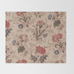 Antique Chinese Floral Pattern Throw Blanket Gallery Image 2