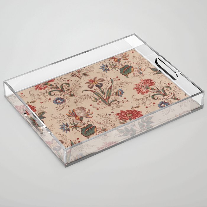 Antique Chinese Floral Pattern Acrylic Tray Gallery Image 1