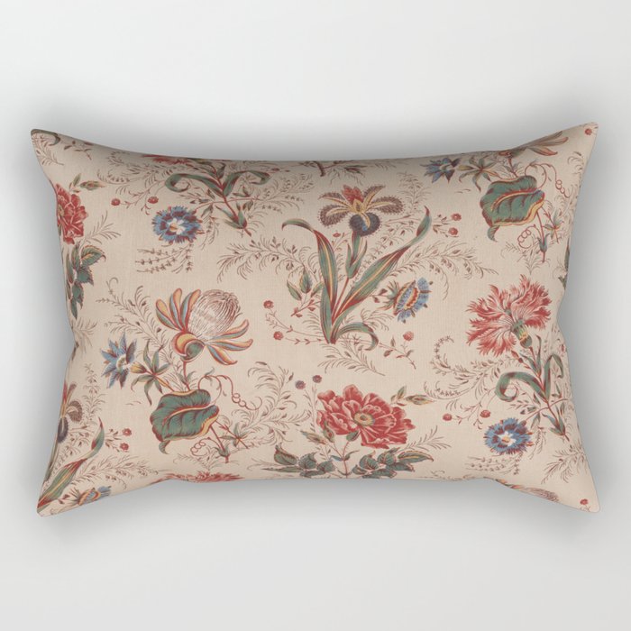 Antique Chinese Floral Pattern Rectangular Pillow Gallery Image 2