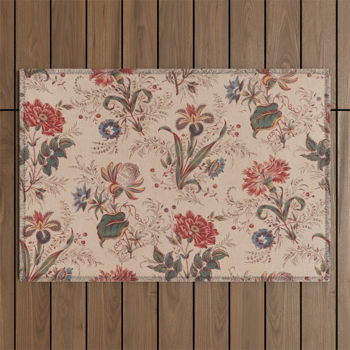 Antique Chinese Floral Pattern Outdoor Rug Gallery Image 1