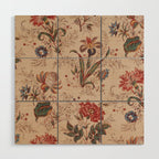 Antique Chinese Floral Pattern Wood Wall Art Gallery Image 1