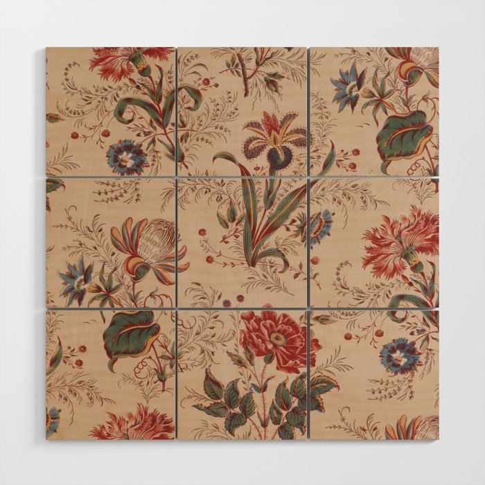 Antique Chinese Floral Pattern Wood Wall Art Gallery Image 1