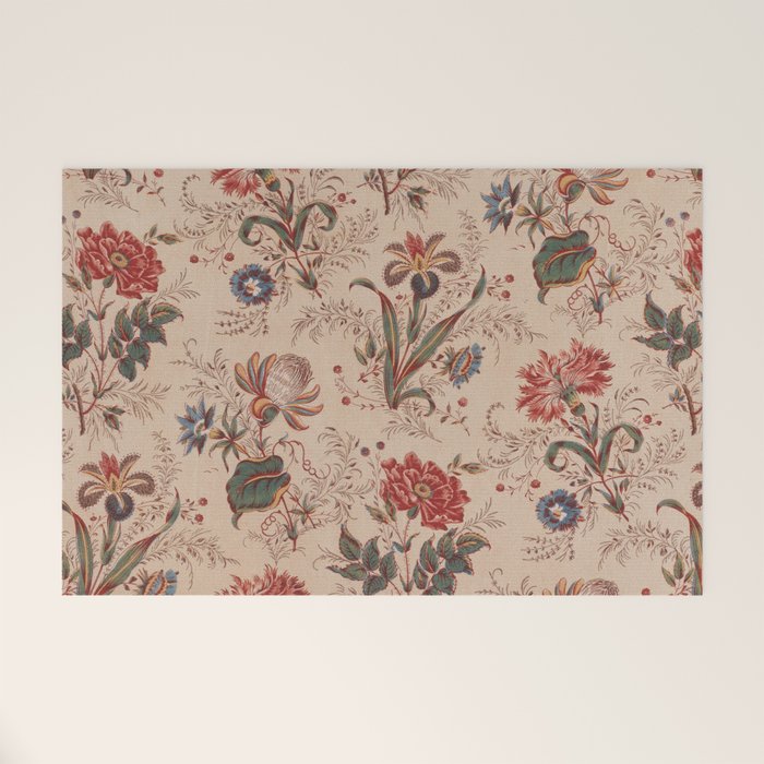 Antique Chinese Floral Pattern Welcome Mat Gallery Image 1