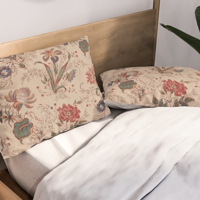Antique Chinese Floral Pattern Pillow Sham Gallery Image 2